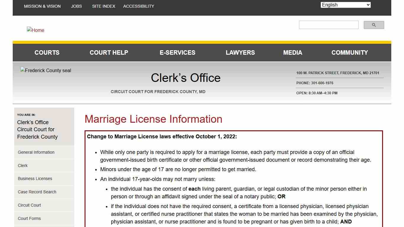 Marriage License Information | Maryland Courts