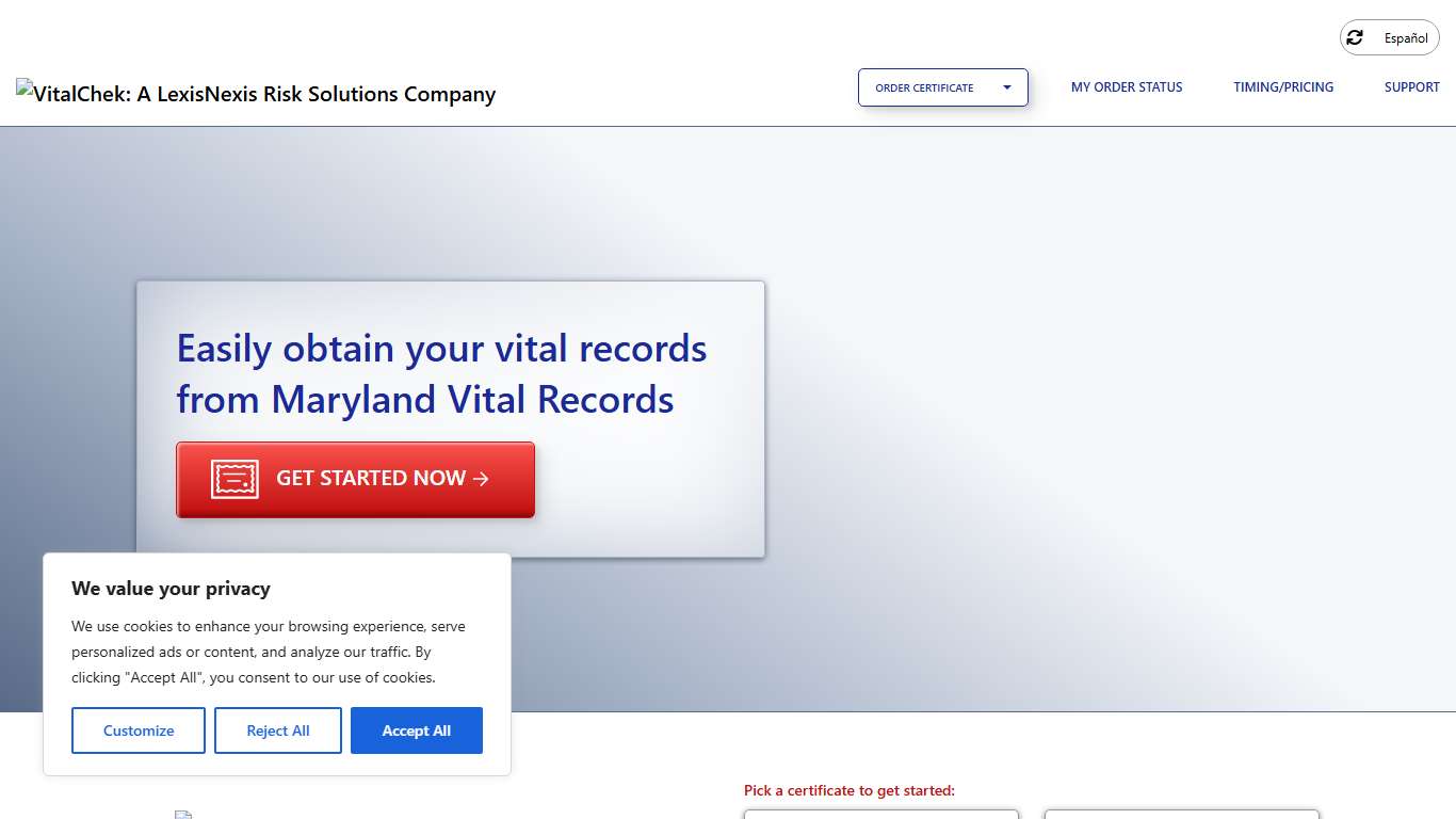 Maryland Vital Records (MD) | Order Certificates - VitalChek