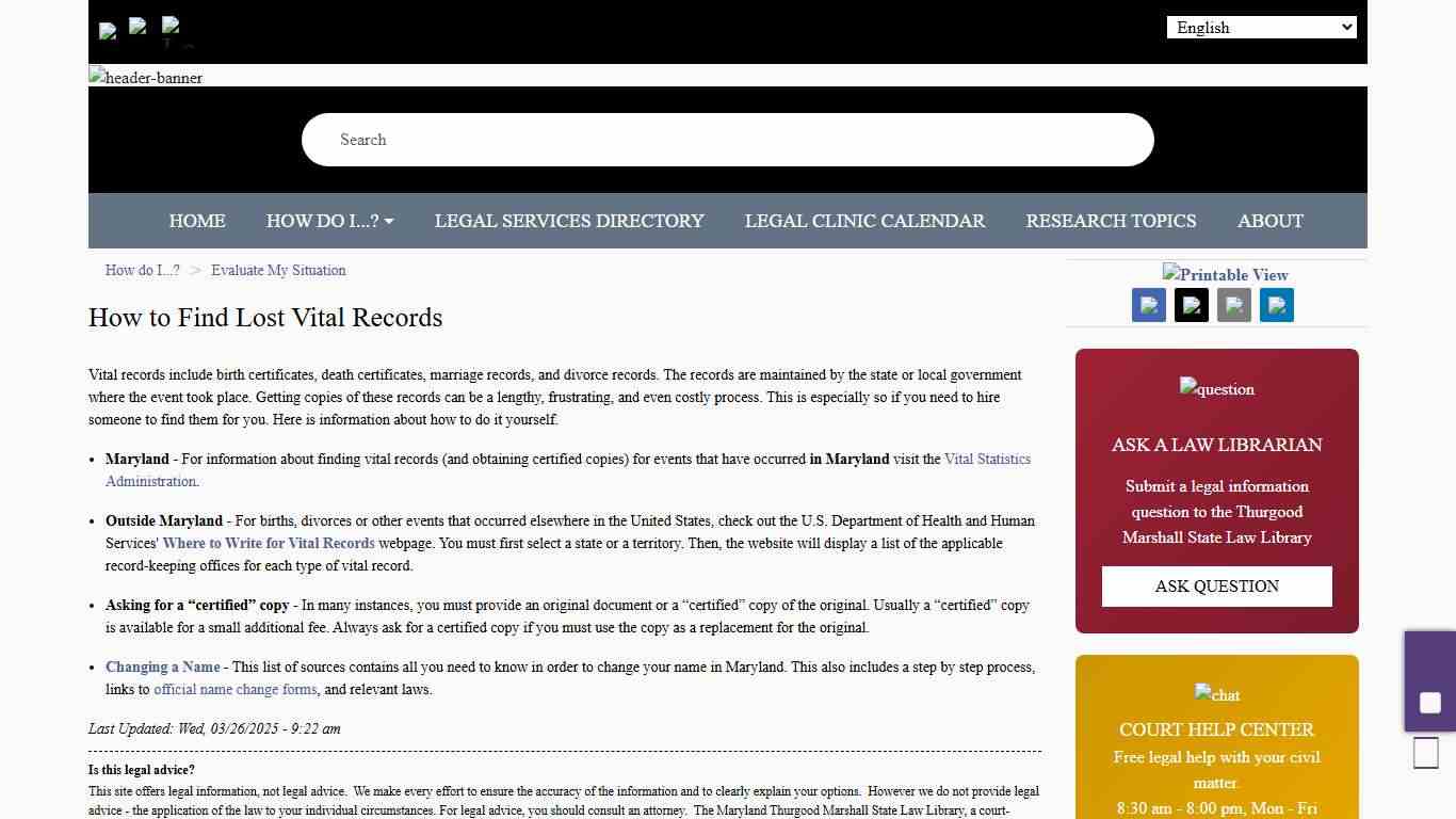 How to Find Lost Vital Records | The Maryland People's Law Library